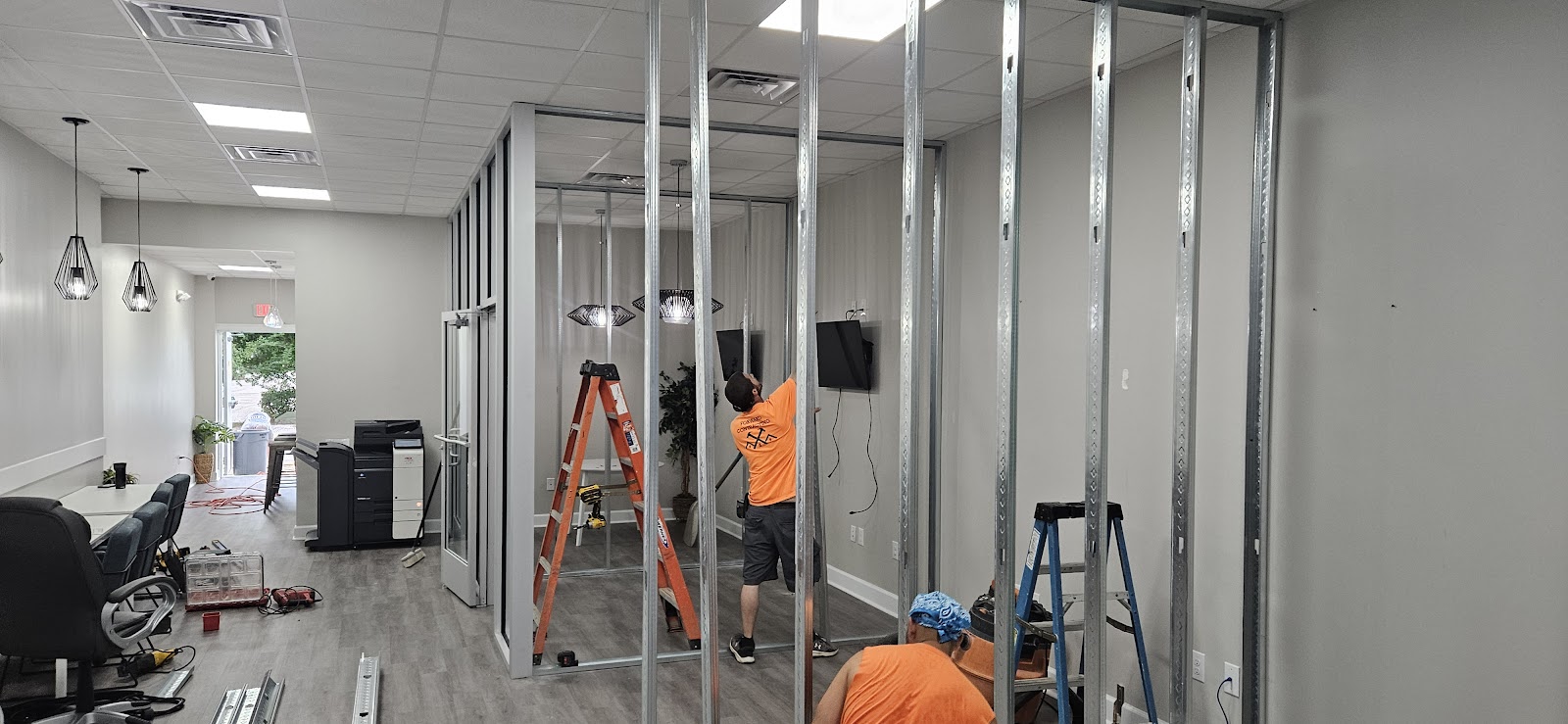 Commercial interior framing in progress
