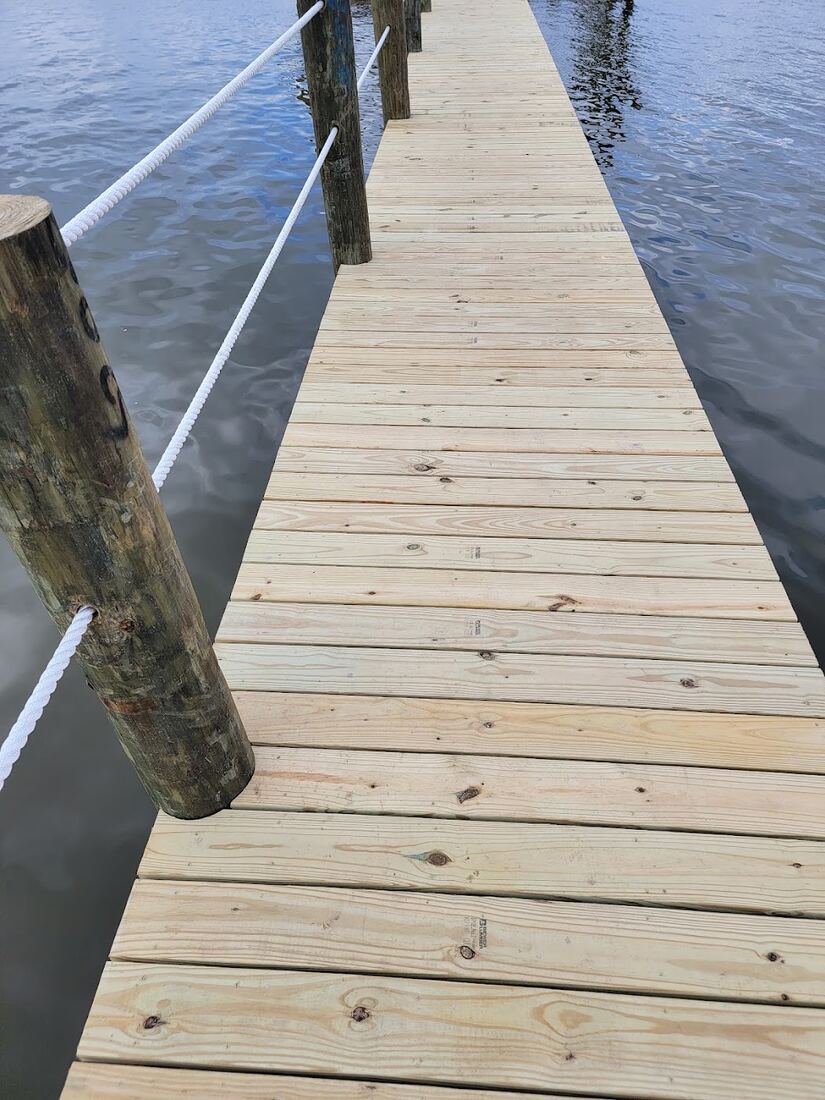 New dock walkway and decking installation