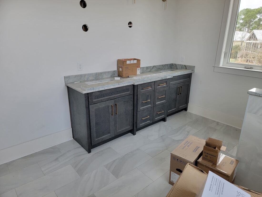 Custom bathroom vanity and cabinetry installation